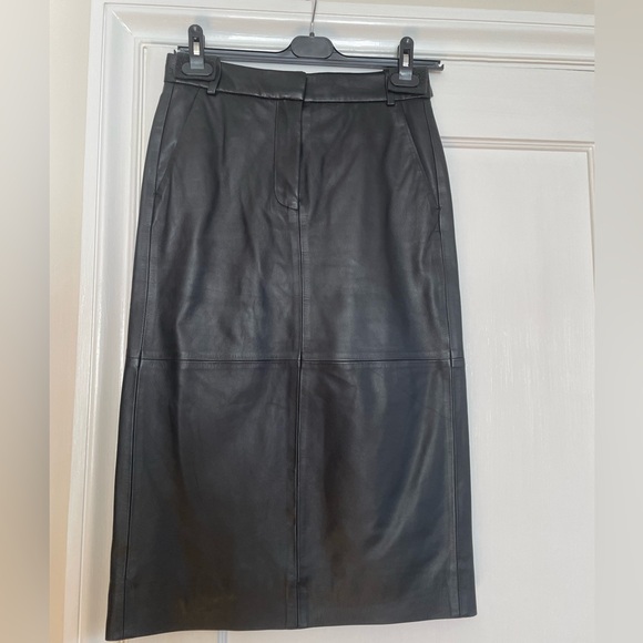 Tibi Leather Midi Trouser Skirt, 00 - Picture 8 of 8